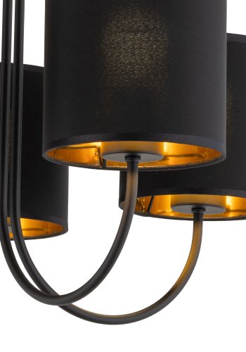 TK Torens loftlampe, m. 5 skrme - sort stof og sort metal
