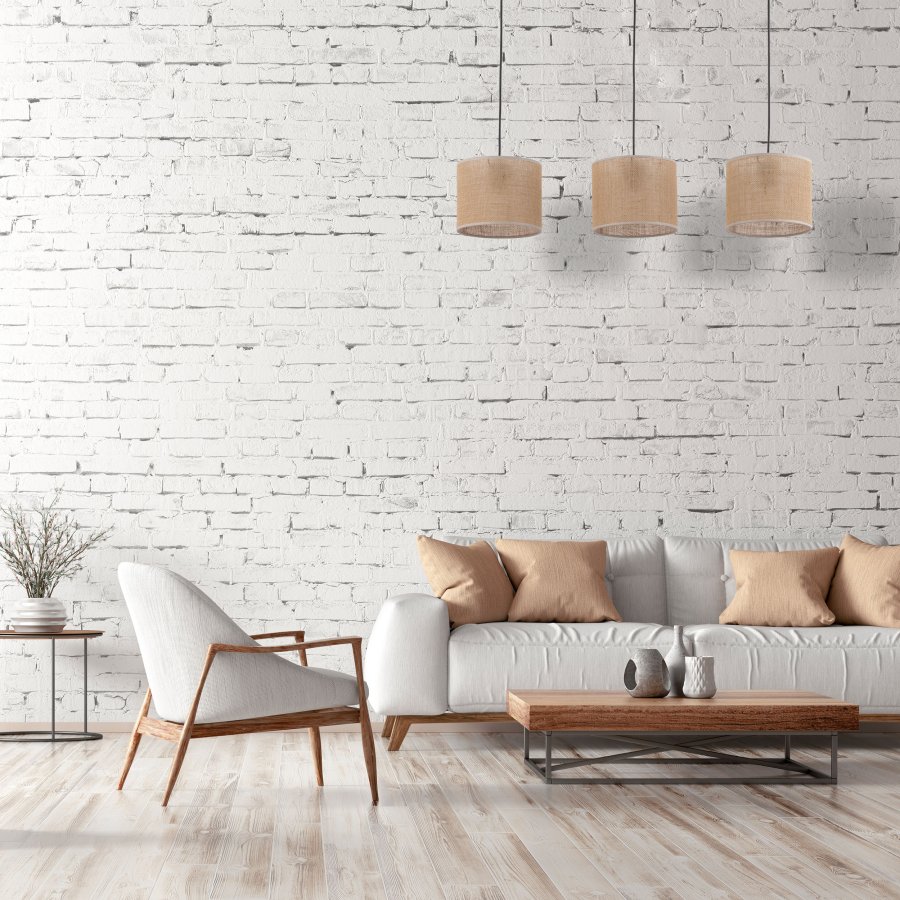 TK Jute loftlampe, m. 3 skrme - natur jute