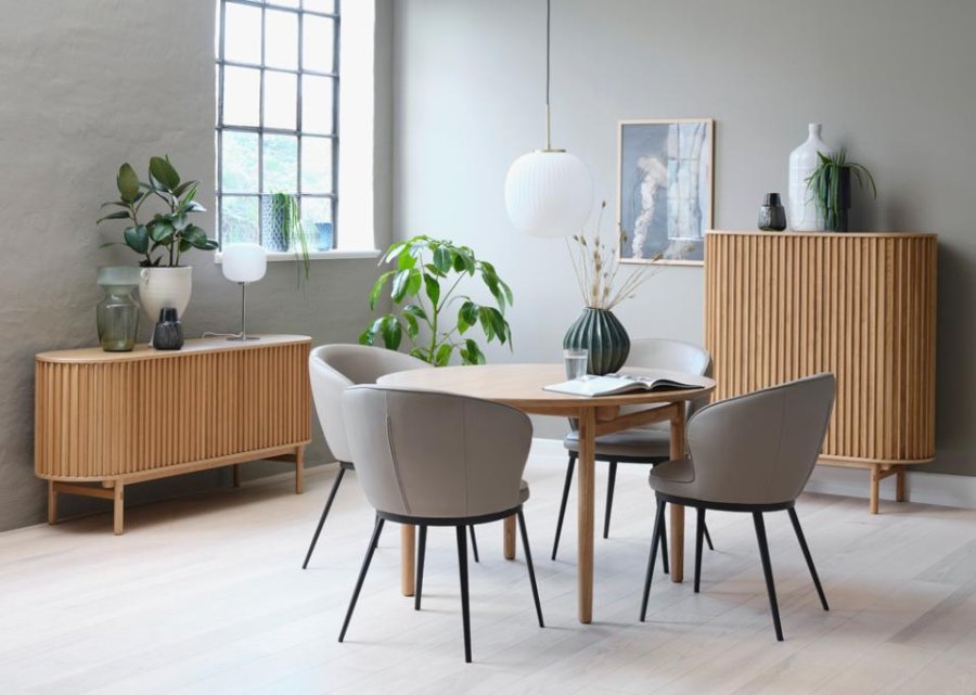 Carno spisebord, m. udtrk - natur egefinér og egetr (120)