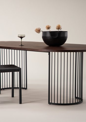 VIND COLLECTION Hamneskär spisebord, oval - valnddefarvet finér og sort stl (220x110)