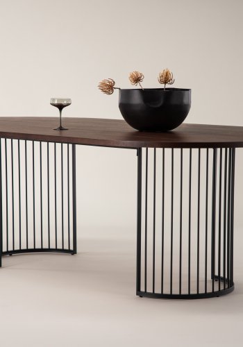 VIND COLLECTION Hamneskär spisebord, oval - valnddefarvet finér og sort stl (220x110)