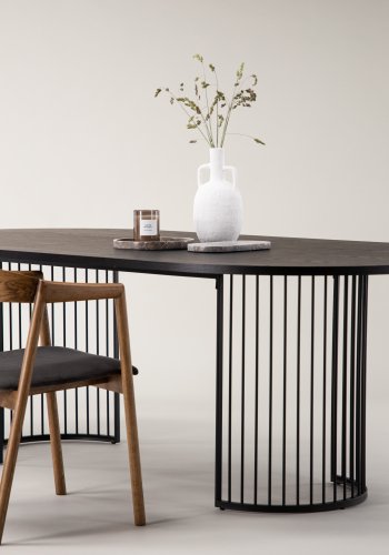 VIND COLLECTION Hamneskär spisebord, oval - sort finér og sort stl (220x110)