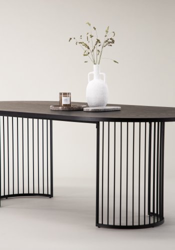 VIND COLLECTION Hamneskär spisebord, oval - sort finér og sort stl (220x110)