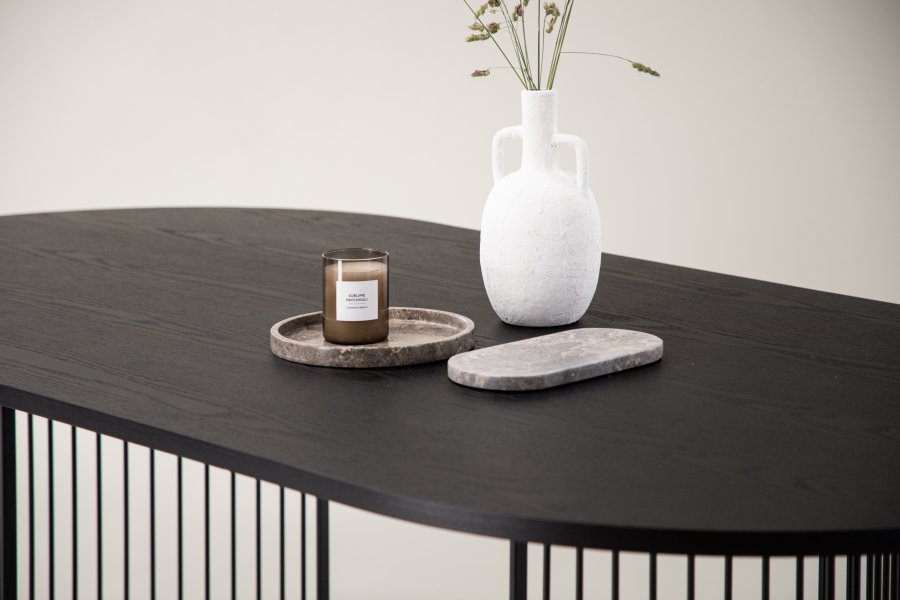 VIND COLLECTION Hamneskär spisebord, oval - sort finér og sort stl (220x110)