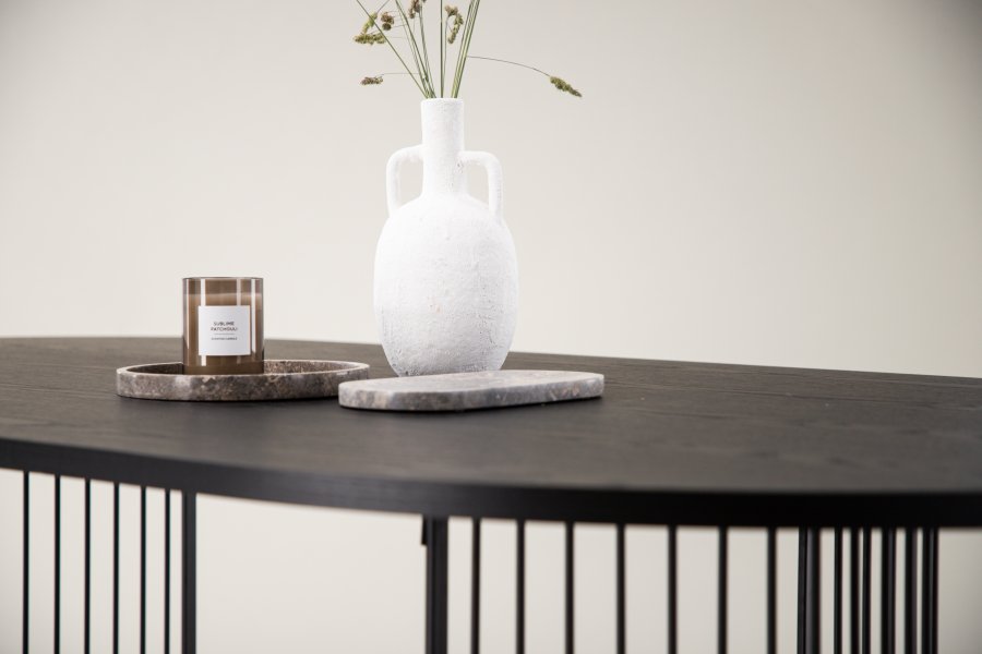 VIND COLLECTION Hamneskär spisebord, oval - sort finér og sort stl (220x110)