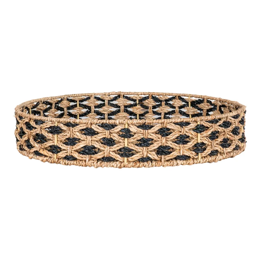 Bakke i sgrs, sort/natur, rundt, 38 cm