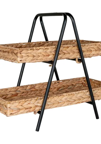 Bakke i vandhyacinth og metal, natur/sort, 42x23x43,5 cm