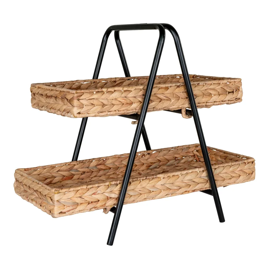 Bakke i vandhyacinth og metal, natur/sort, 42x23x43,5 cm