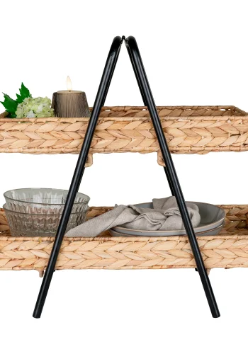 Bakke i vandhyacinth og metal, natur/sort, 42x23x43,5 cm