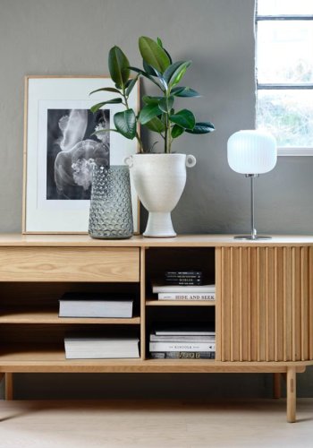 Carno sknk, m. 2 skydelger, 2 hylder og 1 skuffe - natur egetr