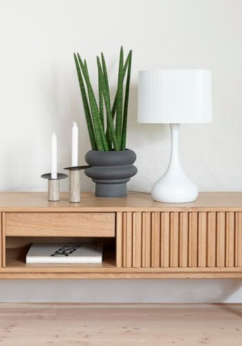 Carno TV-bord, m. 2 skydelger og 1 skuffe - natur egetr (45x160)