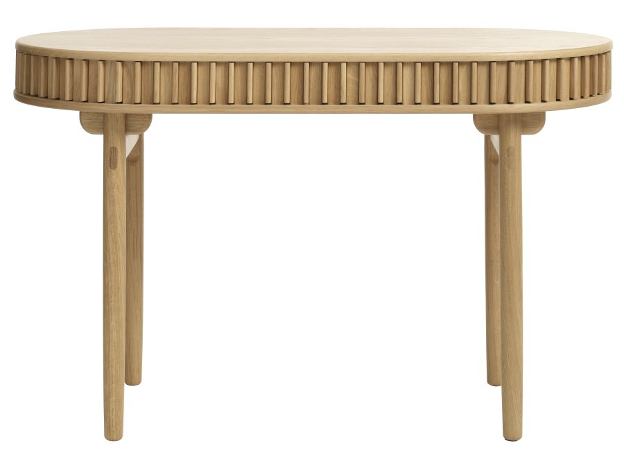 Carno skrivebord, m. skydelge - natur egefinér og egetr (60x120)