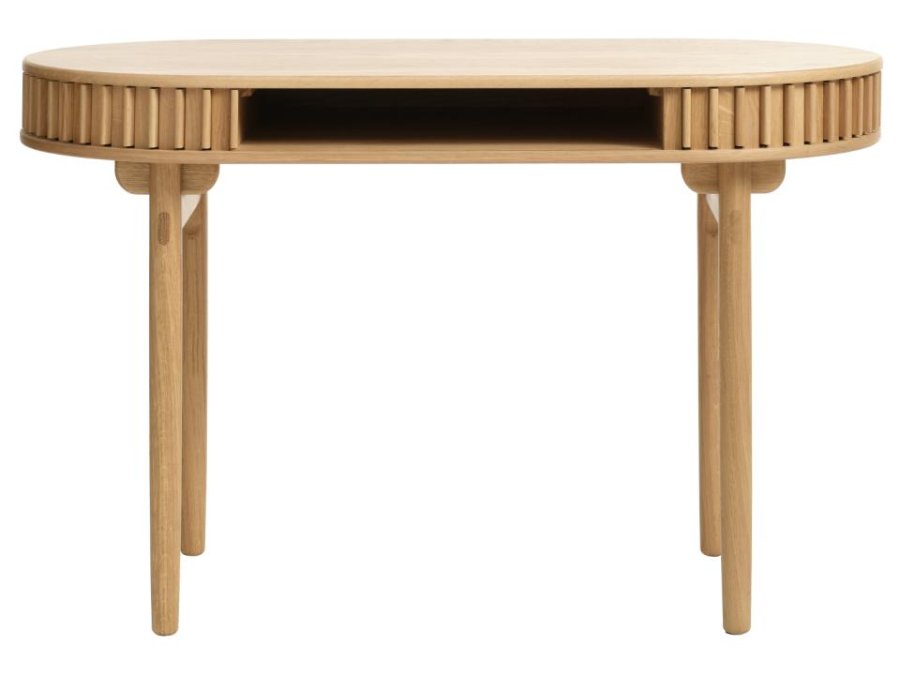 Carno skrivebord, m. skydelge - natur egefinér og egetr (60x120)