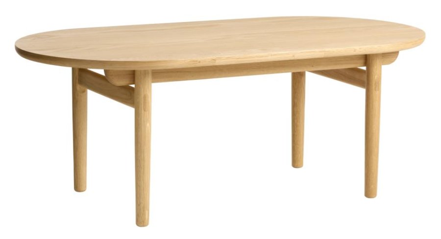 Carno sofabord, oval - natur egefinér og egetr (70x130)