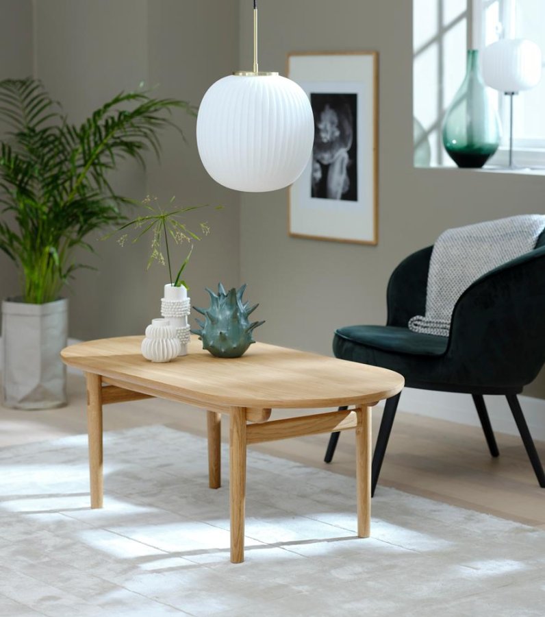 Carno sofabord, oval - natur egefinér og egetr (70x130)