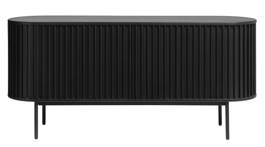 Siena sknk, m. 2 lger, 2 hylder, 1 skuffe - sort egefinér/eg og sort metal