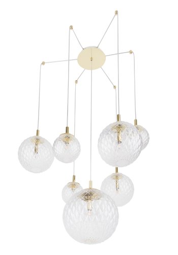 TK Cadix loftlampe, m. 7 skrme - glas og guld stl