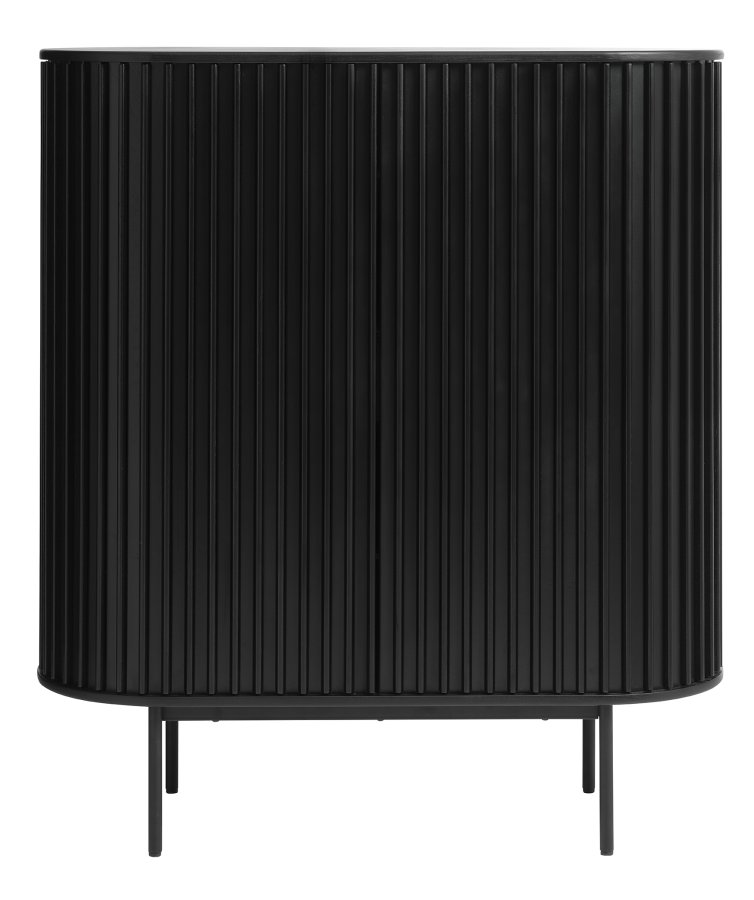 Siena skab, m. 2 lger, 3 hylder, 1 skuffe - sort egefinér/eg og sort metal