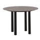 VIND COLLECTION Havstone spisebord, rund - glas med brunt marmormnster og sort metal (106)