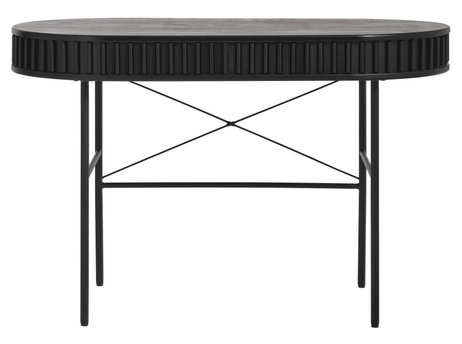 Siena skrivebord, m. lge - sort egefinér/eg og sort metal (60x120)