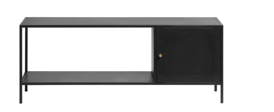 Malibu skab, m. 1 lge og 1 hylde - sort metal (B:120)