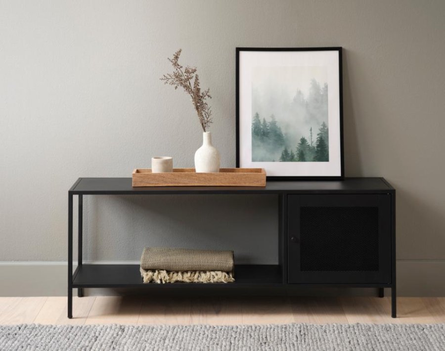 Malibu skab, m. 1 lge og 1 hylde - sort metal (B:120)