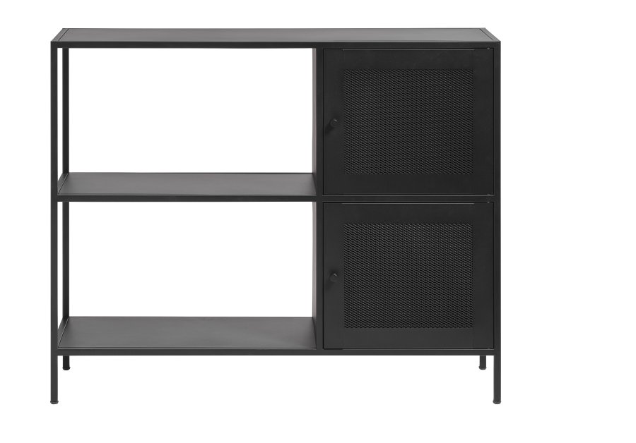 Malibu skab, m. 2 lger og 2 hylder - sort metal (B:100)