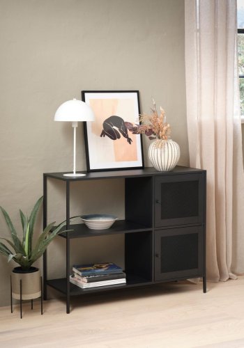 Malibu skab, m. 2 lger og 2 hylder - sort metal (B:100)