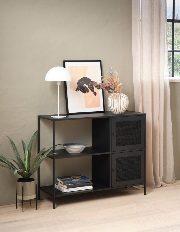 Malibu skab, m. 2 lger og 2 hylder - sort metal (B:100)