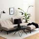 ACT NORDIC Caix sovesofa, m. click & clack, delt rygln, syninger - beige stof og sort stl (198x95)