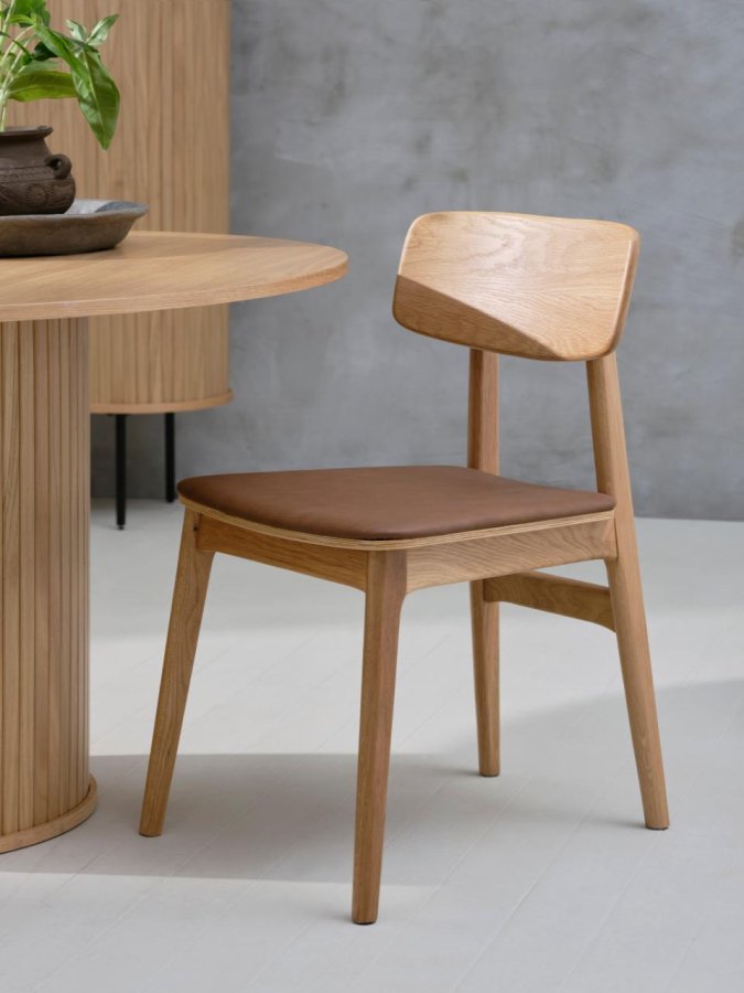 Nola spisebord, rund - natur egefinér (120)