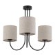 TK Torens loftlampe, m. 3 skrme - natur hr stof og sort metal