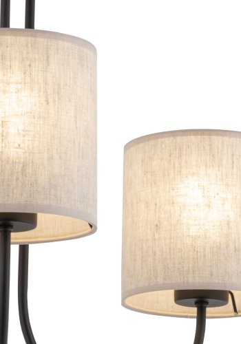 TK Torens loftlampe, m. 3 skrme - natur hr stof og sort metal