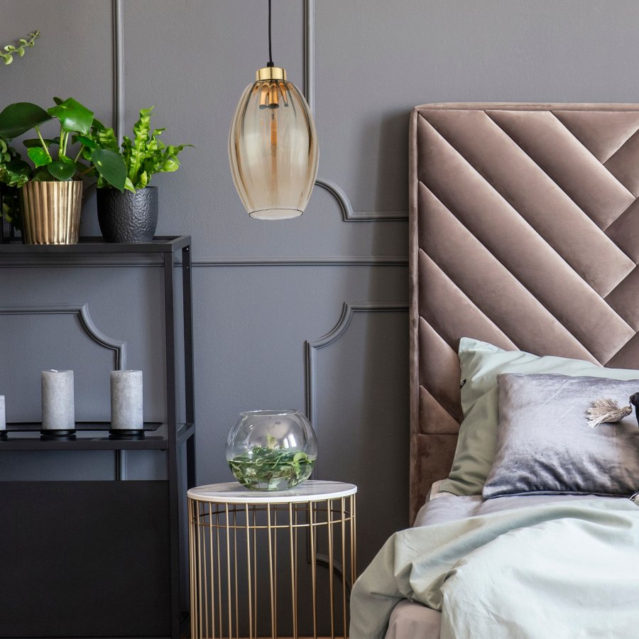 TK Sebo loftlampe - glas og sort metal