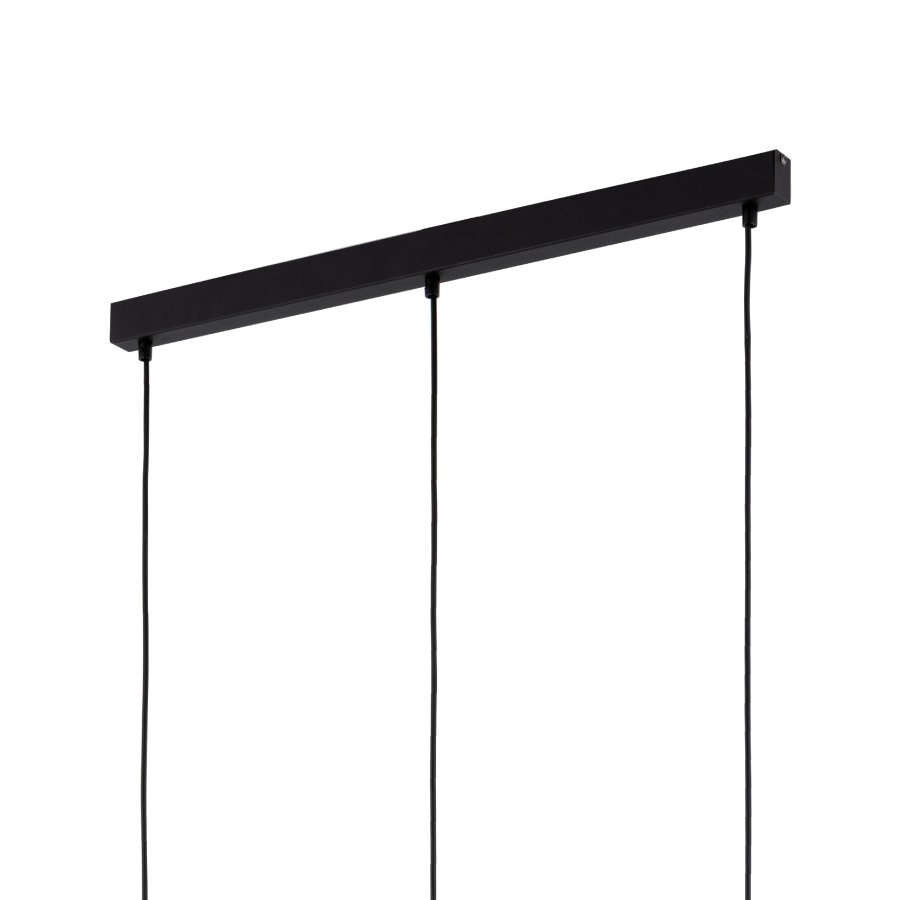 TK Sebo loftlampe, m. 3 skrme - glas og sort metal