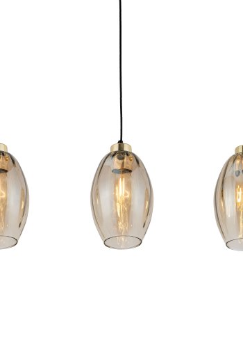 TK Sebo loftlampe, m. 3 skrme - glas og sort metal