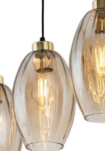 TK Sebo loftlampe, m. 3 skrme - glas og sort metal