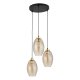 TK Sebo loftlampe, m. 3 skrme - glas og sort metal