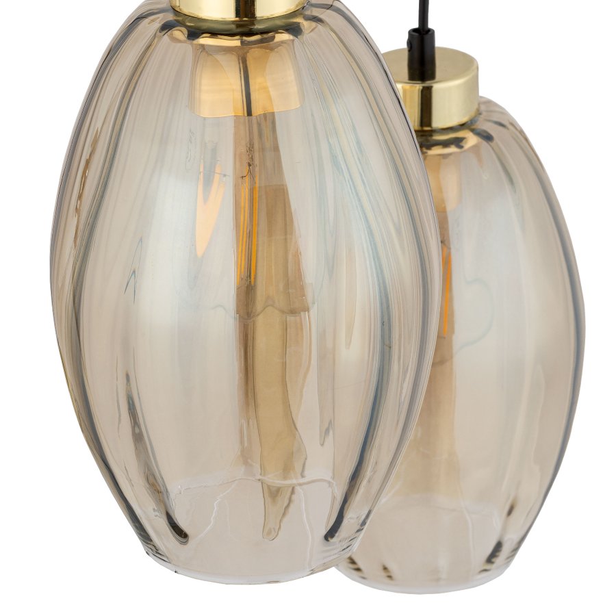 TK Sebo loftlampe, m. 3 skrme - glas og sort metal