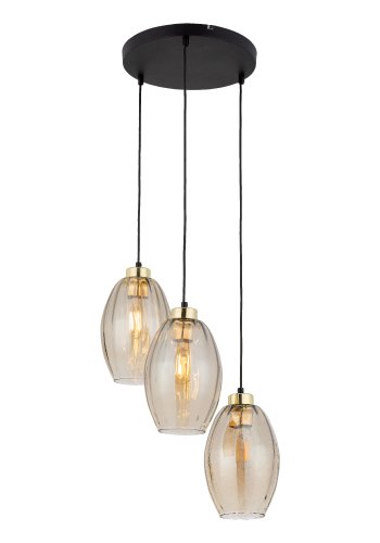 TK Sebo loftlampe, m. 3 skrme - glas og sort metal