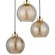 TK Devi loftlampe, m. 3 skrme - rav glas og sort metal