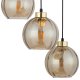 TK Devi loftlampe, m. 3 skrme - rav glas og sort metal
