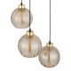 TK Devi loftlampe, m. 3 skrme - rav glas og sort metal