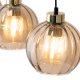 TK Devi loftlampe, m. 3 skrme - rav glas og sort metal