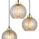 TK Devi loftlampe, m. 3 skrme - rav glas og sort metal