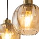 TK Devi loftlampe, m. 3 skrme - rav glas og sort metal