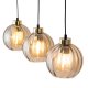 TK Devi loftlampe, m. 3 skrme - rav glas og sort metal