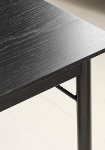 Savona spisebord, rektangulr - sort egetrsfinér og sort metal (90x140)