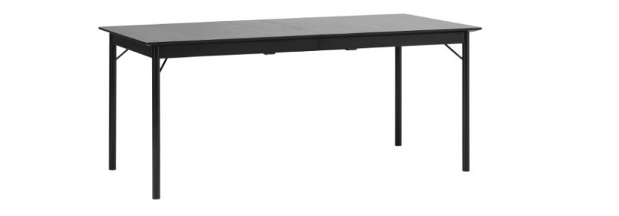 Savona spisebord, m. udtrk - sort egetrsfinér og sort metal (95x180)