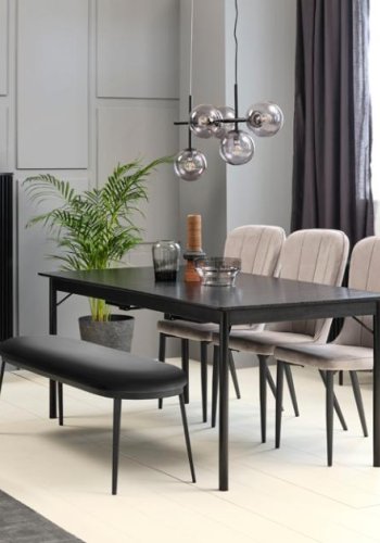 Savona spisebord, m. udtrk - sort egetrsfinér og sort metal (95x180)
